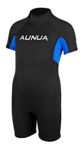 Aunua Children's 3mm Youth Swimming Suit Shorty Wetsuits Neoprene for Kids Keep Warm