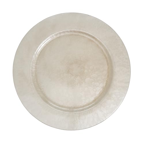 SARO LIFESTYLE Soft Glow Faux Mother of Pearl Charger Plate (Set of 4), 13
