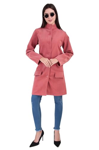 Image of Elendra jeans Women's Premium Velvet Long Coat | High Neck Buttoned Winter Jacket | Elegant Party & Casual Wear Overcoat