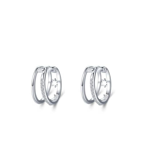 Boucles d'oreilles créoles clips pour femme sans oreilles percées en Argent 925