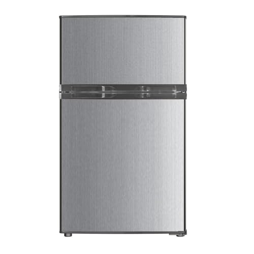 Image of Impecca 3.1 Cu. Ft. Compact Double Door Refrigerator, Stainless Steel