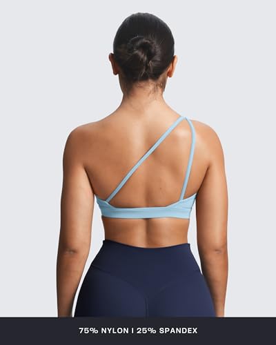 Image of Aoxjox Astoria One Shoulder Sports Bra | asymmetrical workout top, women's fitness training gym yoga crop tank, 4-way stretch, moisture-wicking