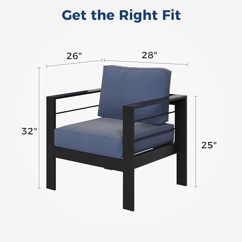 image for Wisteria Lane 2 Pieces Patio Furniture Aluminum Armchair, All-Weather 