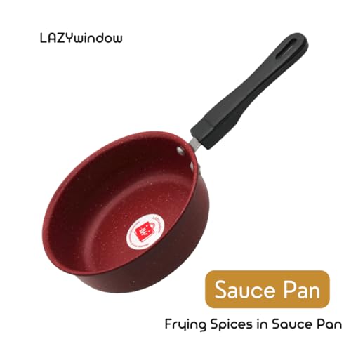 Image of LAZYwindow Nonstick Baby Sauce Pan /Fry Pan, 17cm, Maroon | Lightweight build ensures comfortable handling while cooking or pouring