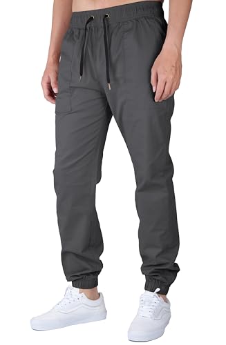 ITALYMORN Khaki Chino Joggers for Men Elastic Ankle and Waist Summer Casual Pants with Pockets