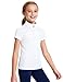 JOCMIC Girls Short Sleeve Equestrian Shirt Horse Riding Shirts Half Zip Kids for Golf Yoga Running White 7-8 Years