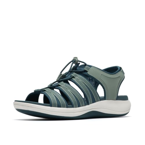 Clarks Clarks Cloudsteppers Women's Mira Mabel Sport Sandal, Teal Textile, 6.5 Medium US
