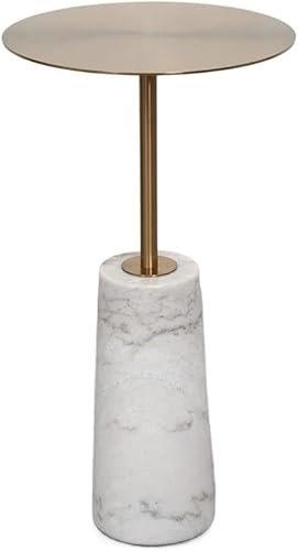 SHUAN Mesa auxiliar de metal para sala de estar base de mármol mesa auxiliar pequeña color D tamaño 11811in21654in