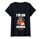 Photo Gallery donna pizza cat book sign of i m an indoor cat for funny cat lover maglietta con collo a v Photo Gallery donna pizza cat book sign of i m an indoor cat for funny cat lover maglietta con collo a v