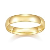 MINDDHA 14K Gold Plated Rings- High Polish Plain Dome Ring for Women and Men- Wedding Band - Stacking Rings/Gold Rings for Women - 4mm Band Size 4
