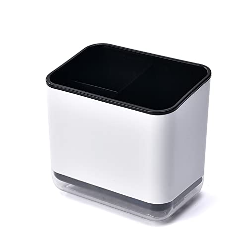 XFLYP Escurridor de Cubiertos, Estante de Utensilios de Cocina Multifuncional con 3 Compartimentos para Organizador de Fregadero de Cocina Encimera, Mesa de Casa (Negro) Cover