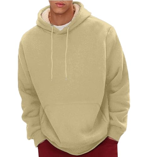 Dademeo Men's Fleece Sherpa Lined Hoodie 2024 Winter Warm Long Sleeve Thermal Hooded Sweatshirt with Kanga Pocket3