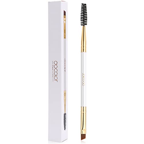 Docolor Eyebrow Brush Duo Eyebrow Spoolie Professional Angled Eye Brow Brush Perfect for Lining and Shaping Brows, Spoolie for Brows or Lashes White