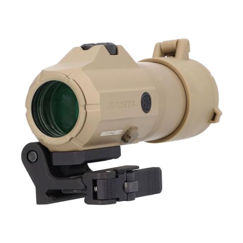 SIG SAUER JULIET4 4X Magnifier | Durable Compact Waterproof Adjustable Quick Release PowerCam / M1913 Picatinny Red Dot Sight Magnifier FDE