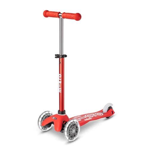 Micro | Trottinette Mini Deluxe LED | Trottinette 3 Roues | Roues Lumineuses | L'équilibre et Motricité | 2-5 Ans | Rouge