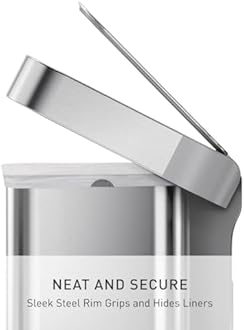 simplehuman 45 Liter / 12 Gallon Liter Rectangular Hands-Free Kitchen Step Trash Can with Soft-Close Lid, Brushed Stainless Steel with Plastic Lid