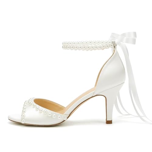 Low Heel Wedding Shoes for Bride Pearl Heels Bridal Shoes Women Wedding Sandals3