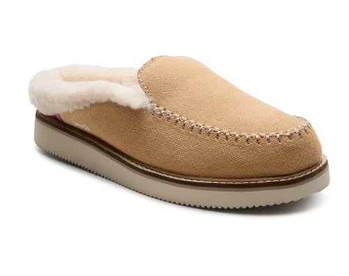 Sanuk Womens Cozy Vibe Slippers | Indoor & Outdoor Slippers for Women | Shearling Line Fall House Shoes, Doe, 6