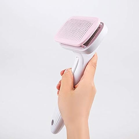 Pet Automatic Hair Removal Comb, Pet Grooming Self Cleaning Slicker Brush for Medium and Long Haired Dogs & Cats - Removes Loose Hair and Dead Fur, Eliminates Tangles Cover