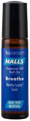 Halls Breathe Essential Oil Roll On Mentho-Lyptus – Refreshing Menthol and Eucalyptus Blend for Focus and Breathing Support, On-The-Go Wellness Aroma, 10mL Non-Greasy Skin Formula