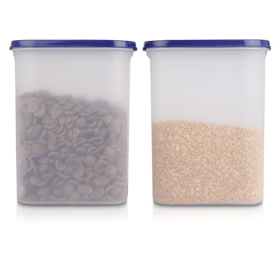 SIMPARTE Anti-Bacterial Modular Plastic Storage Container Set of 2 – 2400ml – Navy Blue – BPA-Free, Airtight Lid, Leakproof, Stackable Organizer for Pantry, Sugar, Flour & Grains-image-18