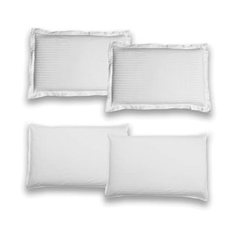 Kyniog White Pillow Cases 4 Pack Cotton Envelop 400 TC - Cotton Pillow Cases (50x75cm) - Large Pillow Cases in Pure White Colour (2 Oxford, 2 Housewife)… Cover