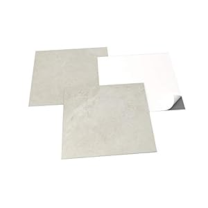 Vloerbedekking, van pvc, zelfklevende tegels, lichtgrijs, marmereffect, grijs/beige, 2,05 m²/22 tegels