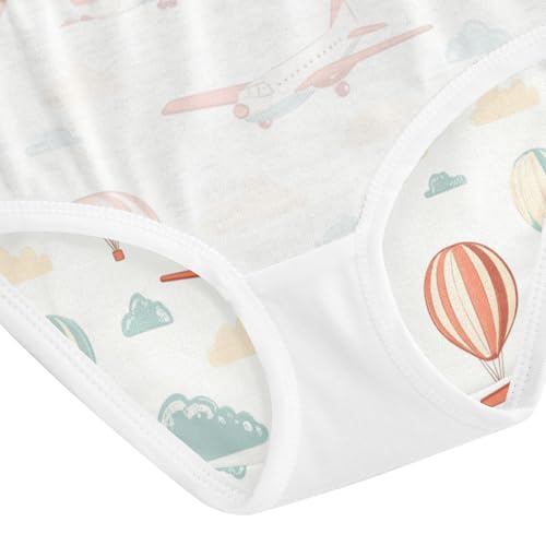 ZZKKO Airplanes Hot Air Balloons Clouds Girls Underwear Toddler Panties for Girls Comfort Brief Size 2T-8Y4
