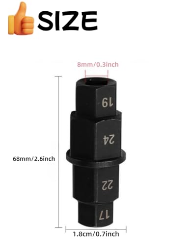 Image of 1Pack 4 in 1 Hex Axle Tool,Universal Motorcycle Front Axle Adapter Set 3 /8 Inch Allen Socket, Steady Hex Bit Socket for Motorcycle Enthusiasts /Mechanics(17mm19mm 22mm 24mm)