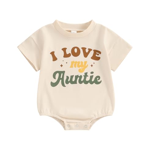 Image of SAYOO Baby Girl Boy Bodysuit Romper Gender Neutral Unisex Funny Aunties Bestie Letter Clothes Casual One-Piece Bodysuit