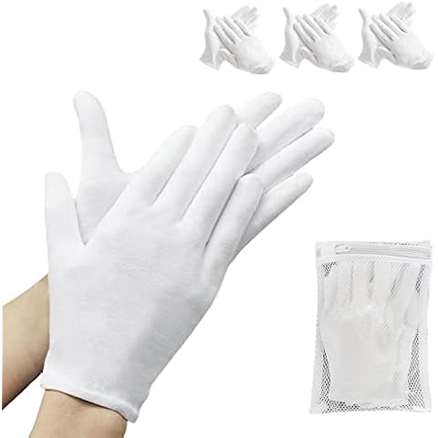 ZFYOUNG 6 Pcs（3pairs） White Cotton Gloves，White moisturizing Gloves, Cotton Gloves for Dry Hands Eczema, White Sleep Gloves for Men and Women, Beauty Coin SPA Cloth Gloves…… Cover