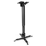 [page_title]-Universal Beamer Halterung Projektor Deckenhalterung Dehnbarer Decke Wandhalterung für Videoprojektor Traglast bis 25 kg Neigbar +/-15º Höhenverstellbar 430mm - 650mm Schwarz