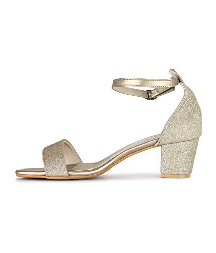 Image of Marc Loire Women's Shimmer Open Toe Comfortable Block Heel Sandals
