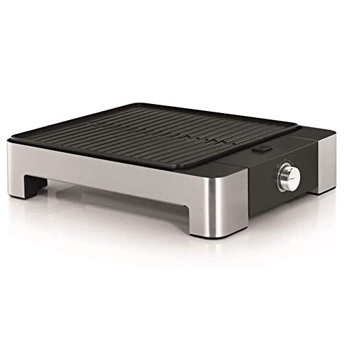 Preisvergleich Produktbild BIYLL Kontaktgrill Elektrogrill Tischgrill Elektrisch Rauchfreier Grill Antihaftbeschichtet Reinigungsschaber 1680W stufenloser Heizregler, Fettauffangschale, schwarz