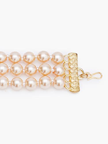 Image of Karatcart Glossy Finish Tumble Stone Studded Beaded Bracelet for Women