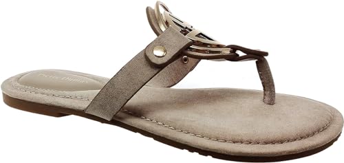 Image of Pierre Dumas Women's Medallion Vegan Slide Thong Flip Flop Flat Sandal