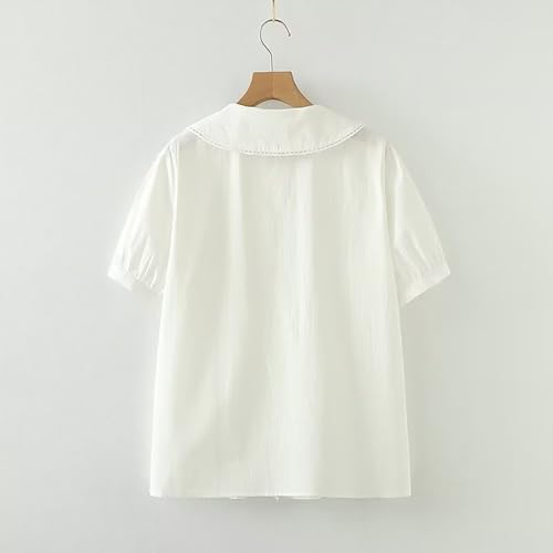 BAIMORE Teen Girls Japanese Style Preppy Doll Collar Tie Front Pleated Button Short Sleeve Shirt2