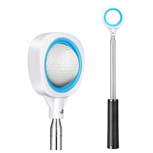 CHMAPKEY Two-Sided 6Ft / 9Ft / 12Ft / 14.5Ft Golf Ball Retriever Lite Version - Premium Stainless Steel Telescopic Golf Ball Picker (9Ft, Blue)