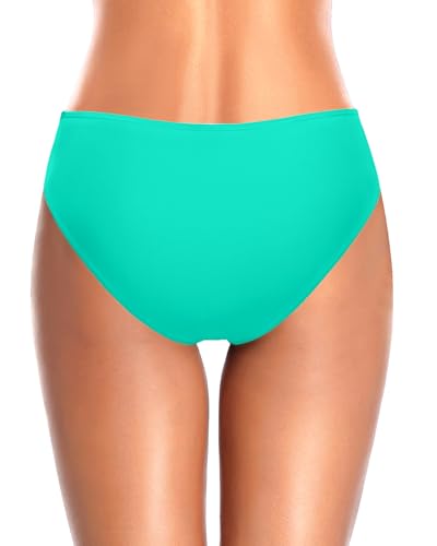 Image of Tempt Me Women Bikini Bottoms Mid Waist Bathing Suit Swimsuit Ruched Swim Bottom