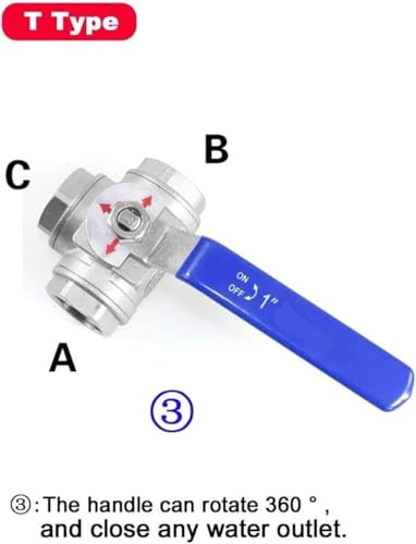 Robinet à boisseau sphérique 3 voies inox 304 avec passage intégral DN50 type T haute étanchéité - 4