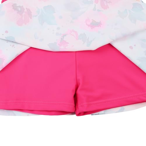 Image of Girls Swimsuit One Piece UPF 50+ Floral Skirted Bathing Suit Modest Beach Swim Dress 3-11 Years