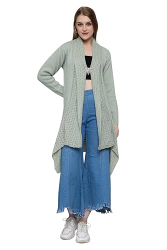 Image of Wear lusso Women's Woolen V-Neck Open Front Shrug Cardigan | Long Sleeve Winter Sweater for Girls & Ladies | Stylish Warm Outerwear in Trendy Colors