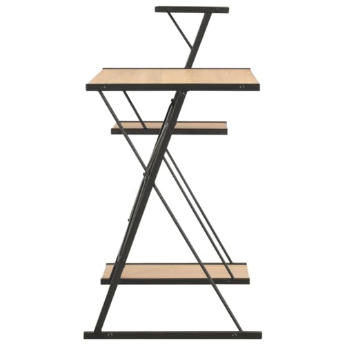 Bureau noir et chêne 116x50 cm avec étagère de rangement - 4