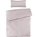 Pure Label Mako Satin Damast Streifen Bettwäsche rosa 135 x 200 cm mit Kissenbezug 40 x 80 cm aus 100% Baumwolle - Traumhaft weiches Mako Satin Bettwäsche Set in Uni Soft Rosé