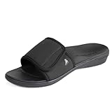 PowerStep Archwear, Arch Supporting Slide On Sandal, Plantar Fasciitis Relief, Women's Orthotic Slip On Sandal, Casual Dress Slide Sandal, Non Slip, Adjustable Strap, Black, 8