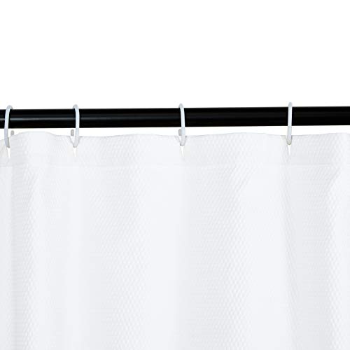 Amazon Basics Lightweight Super Soft Easy Care Microfiber Waffle Texture Shower Curtain , 72" x 72", White