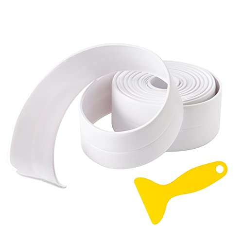Gurotd Self Adhesive Caulk Strip Tape,1.5In X 10.5Ft Caulk Tape Waterproof Sealing Strip Pvc Corner Protector Caulking Sealant Tape For Bathroom Kitchen Toilet Sink (White-1 Roll) #TOP21