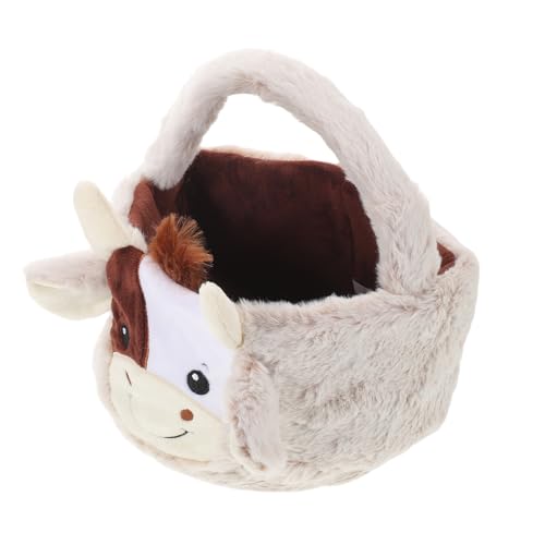 Panier de Pâques en peluche vache Ipetboom avec anse pour garçon
