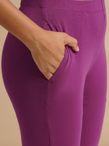 Image of ONE SKY Women Full Length Leggings | Cotton Modal Spandex Blend | High Waist Stretchable & Bio-Washed Fabric | Colour-Lock Technology | Comfortable Leggings for Women