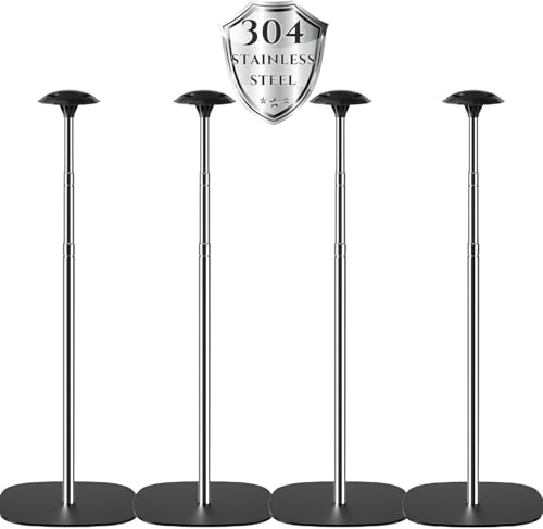 APXL Boat Cover Support Poles 4 PK Support Systems, Height Adjustable 304 Stainless Steel Support Poles with Stable Full-Touchdown Iron Alloy Base for Jon Boat Pontoon Aluminum Boat Tarps Bimini Tops